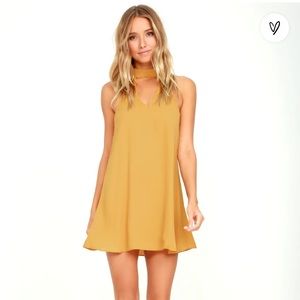 Lulus groove thing golden yellow swing dress size medium